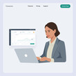© Itals - Illustration of a woman working on a laptop with a data chart displayed on a screen.