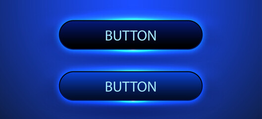 Rectangle isolated neon button set. Design for empty emblem Vector shiny button