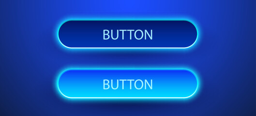 Rectangle isolated neon button set. Design for empty emblem Vector shiny button