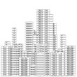 © German Ovchinnikov - A sci-fi city building with countless windows in black and white contour drawing, composed of varied shapes and sizes reaching toward the sky.