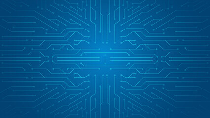 Data Chips Circuit Board Innovation Backgrounds, Big Data Network Technology. Motherboard with Neon Abstract Electricity Glow Line Blue Networking. Futuristic Electronic Cyberspace Vector Illustration