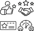 © Runa - A collection of four line art icons representing customer feedback, satisfaction, agreement, and emotional response.