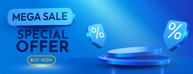 Wall Mural - mega sale banner. podium scene background. product presentation, mock up. vector illustration
