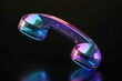 © jahangir - Retro Futuristic Telephone Receiver Glowing with Neon Light Isolated on Dark Background Modern Communication Concept for Graphic Design and Digital Art Projects