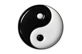 glossy yin-yang symbol in black and white, isolated on transparent background, crisp PNG look