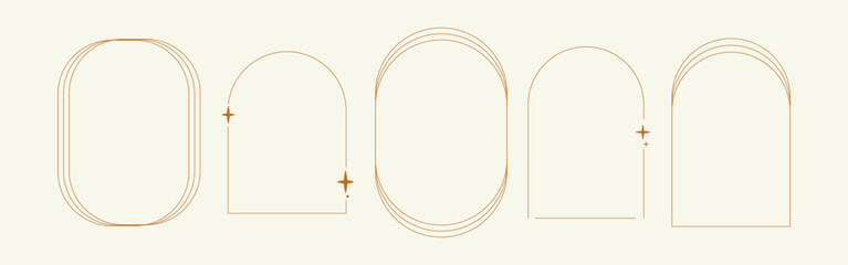 Wall Mural - Minimalist frame elements with line art and star decorations