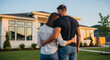 © Someone Cooked Here - american young couple embracing in front of new house