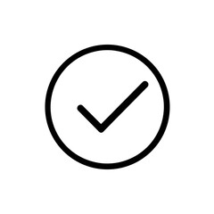 Wall Mural - black check mark icon in white circle, a simple black outline isolated on transparent background Remove png, Clipping Path, pen tool
