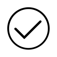 Wall Mural - black check mark icon in white circle, a simple black outline isolated on transparent background Remove png, Clipping Path, pen tool