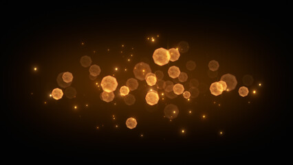 Wall Mural - abstract golden hexagon bokeh lights with glitter shiny stars ,gold particles luxury social media background