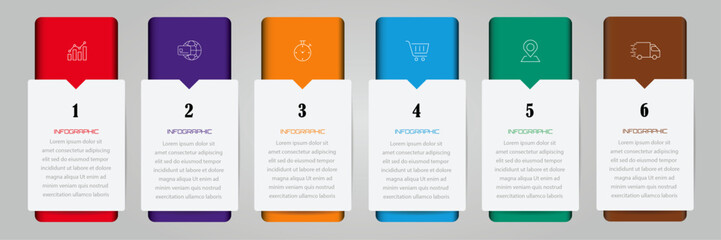 Business process infographic strategy -  6 steps timeline data visualization with icon - Numbering process of vector illustration - Gradient shape modern infographic design for corporate