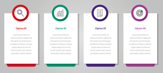 Business process infographic strategy -  4 steps timeline data visualization with icon - Geometric infographic template