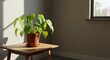 © Lucas - Zonlicht verlicht prachtige kamerplant op houten tafeltje. AI Generated