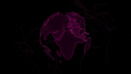 Wall Mural - digital depiction of the earth, showcasing a global network with interconnected data points, set against a stark black background, symbolizing modern technology and worldwide communication. 