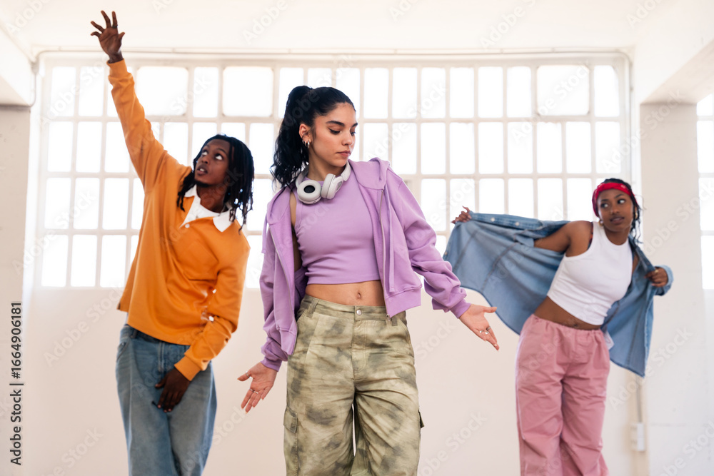 Young group of multiethnic hip-hop dancers dancing Stock Photo | Adobe ...