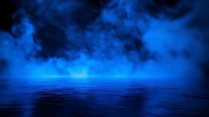 Blue smoke over water background