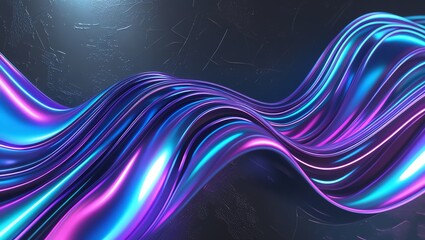 Wall Mural - abstract neon wave: a mesmerizing digital art piece featuring vibrant, iridescent waves, a stunning 