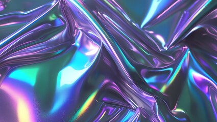 Wall Mural - abstract holographic textile: iridescent shimmer and flowing drapes