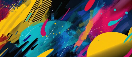 Wall Mural - vibrant abstract painting with bold brushstrokes and dynamic color palette modern artistic backgroun