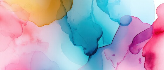 Wall Mural - abstract fluid art background with pink, blue, and yellow ink wash effect for modern design and crea