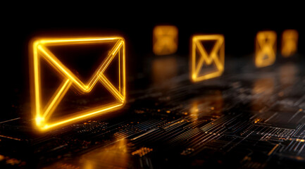Glowing Colorful Envelope Digital Illustration on Dark Background