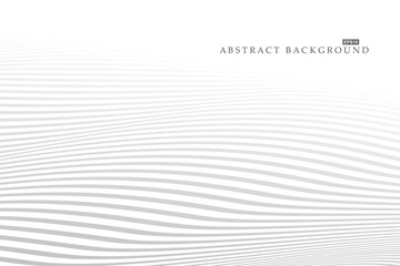 Wall Mural - Minimal white wavy striped vector background with smooth gray curved lines. Optical motion wave pattern for modern design