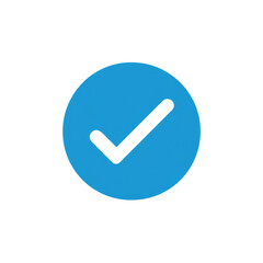 Wall Mural - white check mark icon in blue circle isolated on transparent background Remove png, Clipping Path, pen tool