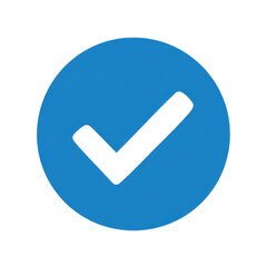 Wall Mural - white check mark icon in blue circle isolated on transparent background Remove png, Clipping Path, pen tool