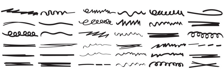 Wall Mural - red line pen strokes, shapes, highlight underline lines isolated on white background. simple charcoa