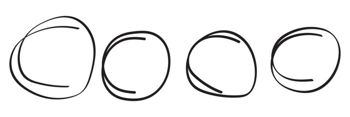 Wall Mural - red circle line hand drawn set. highlight mark hand drawing circle isolated on white background. han