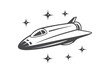 © Lovely - Retro Spacecraft Vector, Black and White Illustration, Rocket Design on White Background