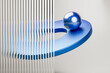 © Rendara Studio - 3D blue sphere on abstract surface with glass stripes