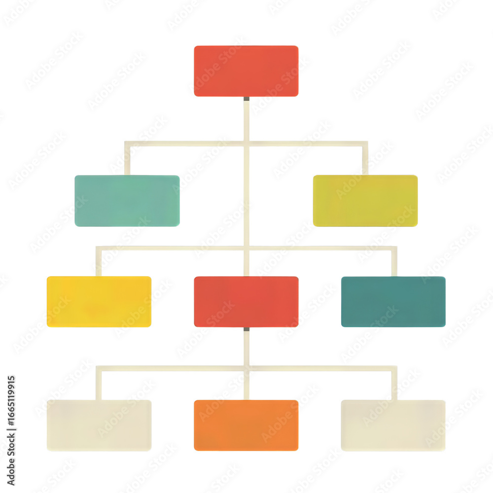 Brandless org chart diagram, hierarchical tree with minimal lines and ...