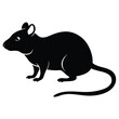 © Mitu - Black silhouette of a small rodent with a long tail on a white background