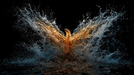 Wall Mural - water splashes creating the illusion of a phoenix rising