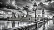© Shibu - Dramatic black and white view of the houses of parliament and big ben