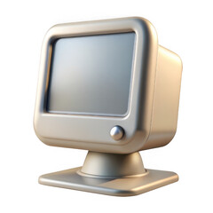 3d retro computer monitor iconic technology display transparent background