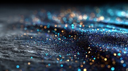 Sparkling blue bokeh light effects and glowing blur overlay on transparent background