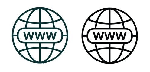 Illustration of a globe with www, , representing the internet, worldwide web, and global online communication and information access