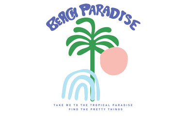 Wall Mural - Lost in paradise. Summer vibes artwork. Tropical abstract art design.