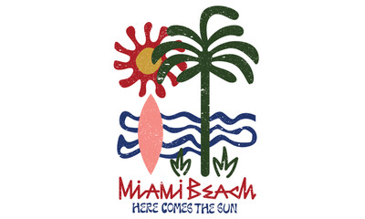 Wall Mural - Summer vibes artwork. Miami beach. Life is good. Tropical palm tree design. Sunshine paradise graphic print design. Beach modern abstract art. Sunshine on my mind.