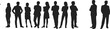 © Moury Creatives - Silhouettes of Diverse Business Professionals Standing in Confident Poses Representing Corporate Teamwork, Leadership, Unity, and Office Workforce Concept Illustration