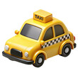 ©  Oll Work - 3d realistic yellow taxi cab with iconic checker pattern transparent background