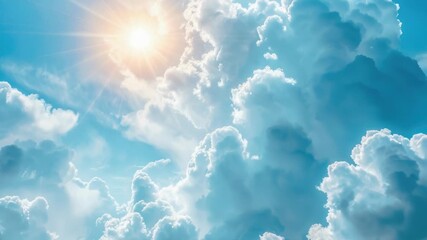 Wall Mural - A bright sunbeam pierces through cloudy skies