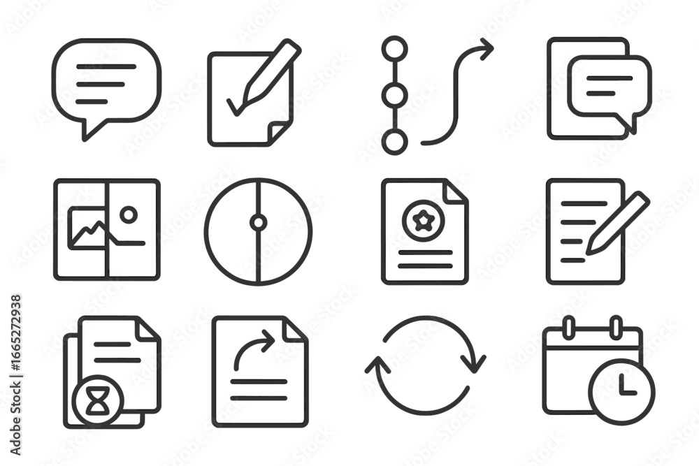 Freelance Revision Icons. Line style icons of freelance revision ...