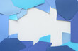 © eugen - abstract geometric frame or border composed of various machine-cut paper shape edges in various shades of blue