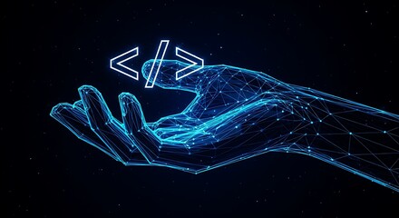 Digital Hand Presenting Code Tags Programming and Software Development