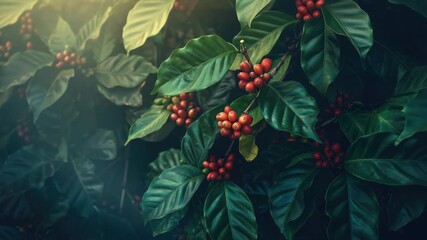 a compact bundle of juicy berries grows on a tree branch