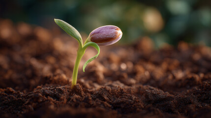 A tiny sprout emerging from the soil, symbolizing new life and growth