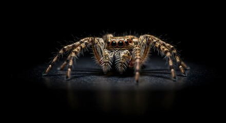 Detailed Macro of a Halloween Spider with Dark Background